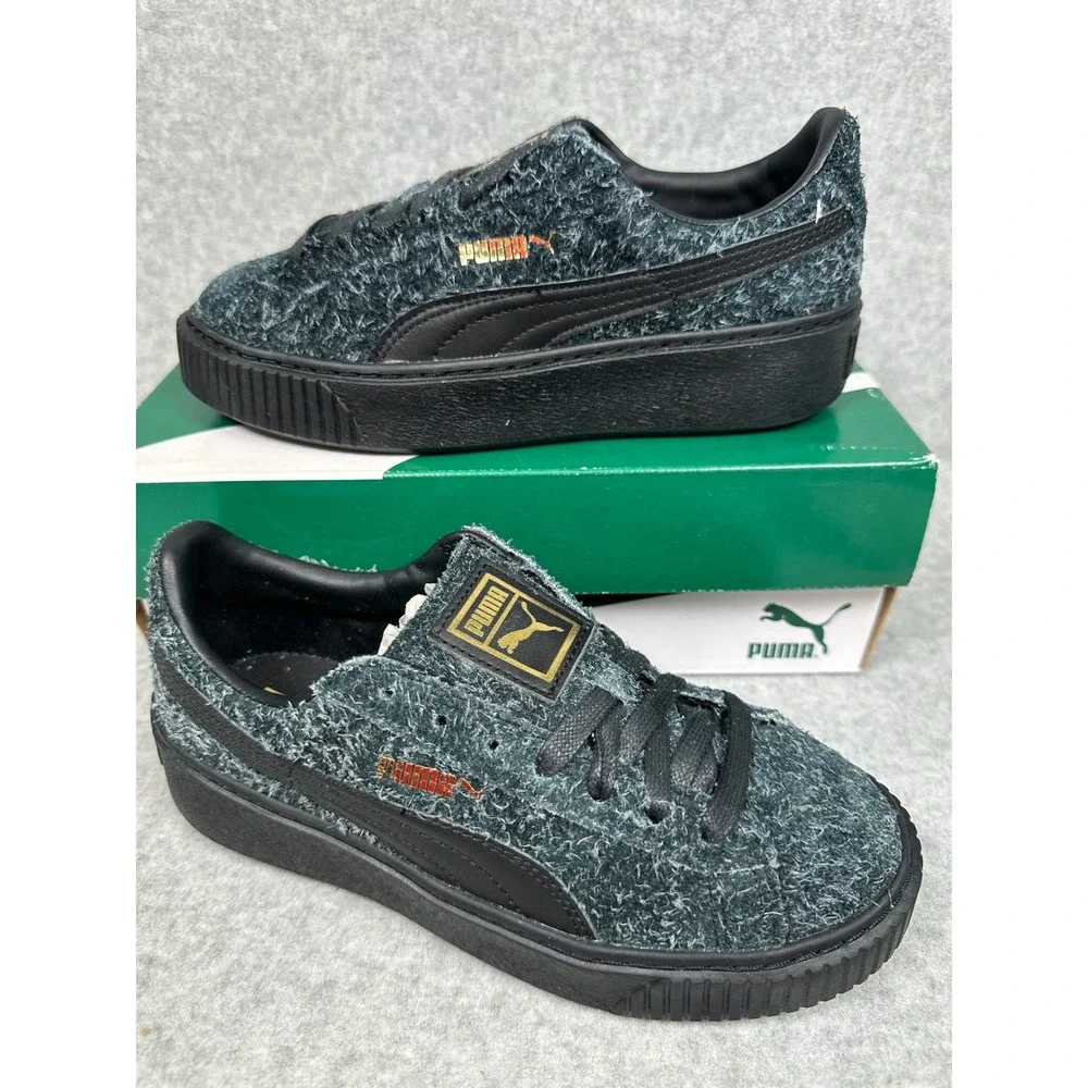 Puma Suede Platform Elemental‎ Casual Sneakers Black Gold Women's Size 6